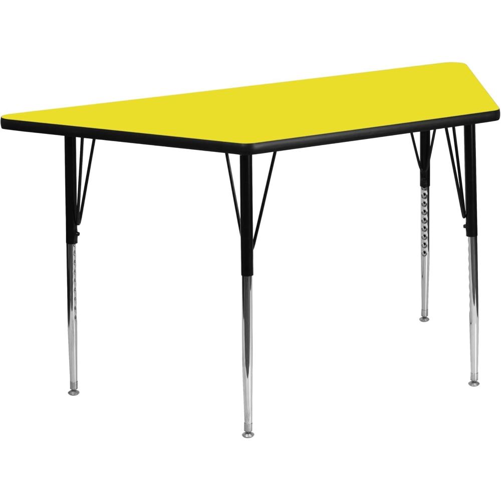 imageFlash Furniture Wren 225W x 45L Trapezoid Grey HP Laminate Activity Table Standard Height Adjustable LegsYellow