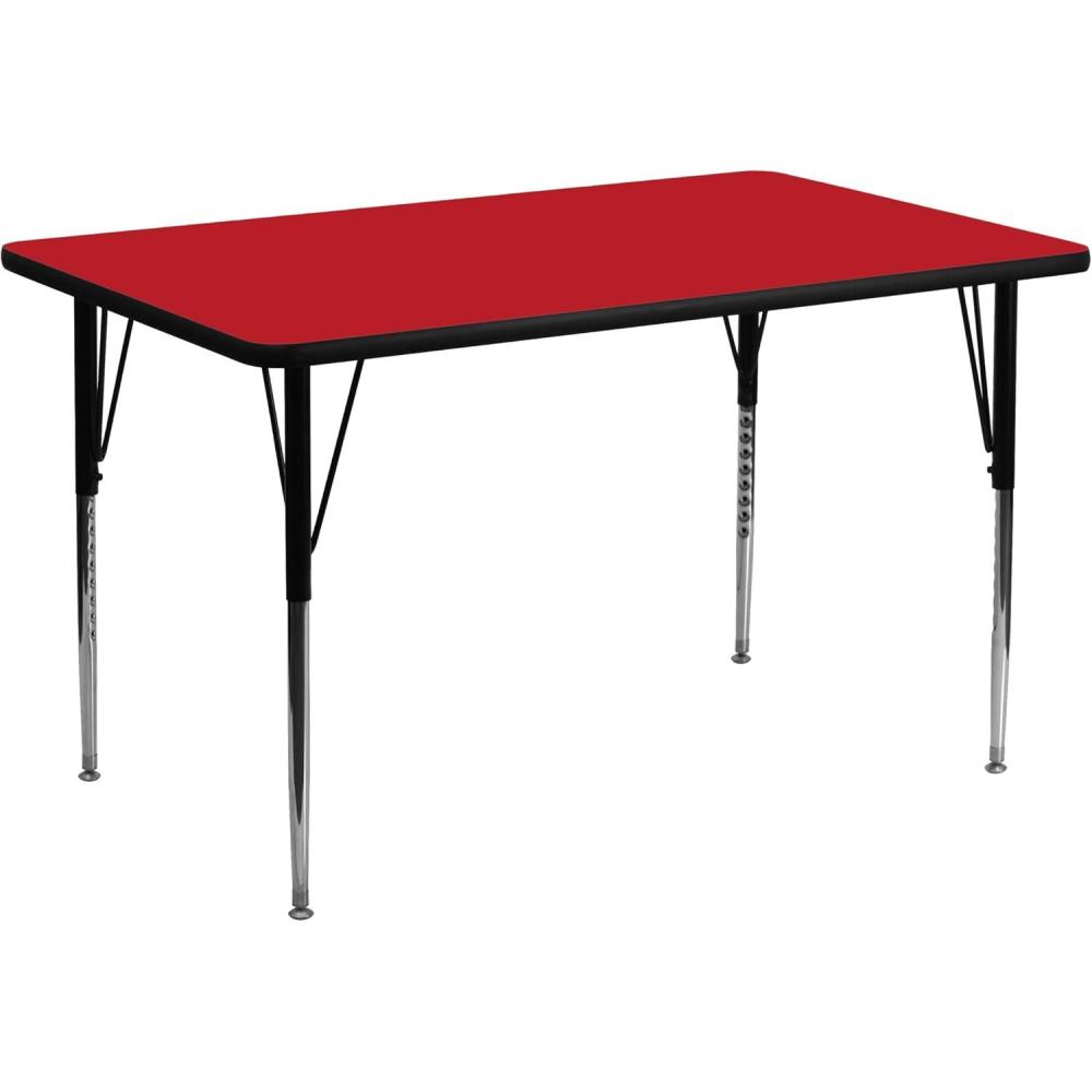 imageFlash Furniture Wren 24W x 48L Rectangular Oak HP Laminate Activity Table  Standard Height Adjustable LegsRed