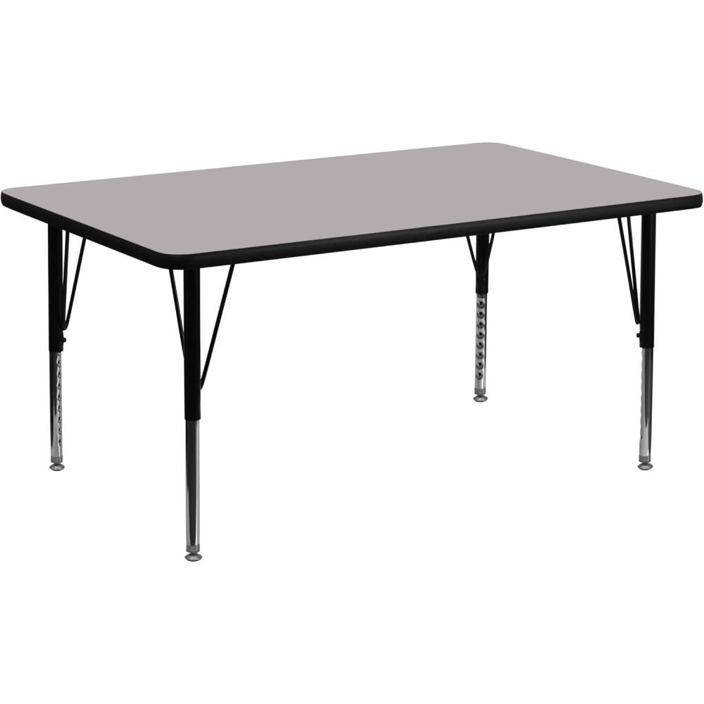 imageFlash Furniture Wren 24W x 48L Rectangular Yellow Thermal Laminate Activity Table Height Adjustable Short LegsGrey