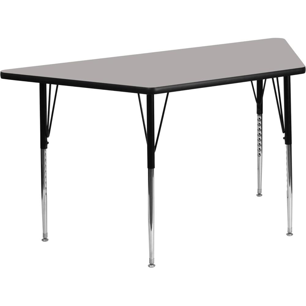 imageFlash Furniture Wren 29W x 57L Trapezoid Oak HP Laminate Activity Table  Standard Height Adjustable LegsGrey