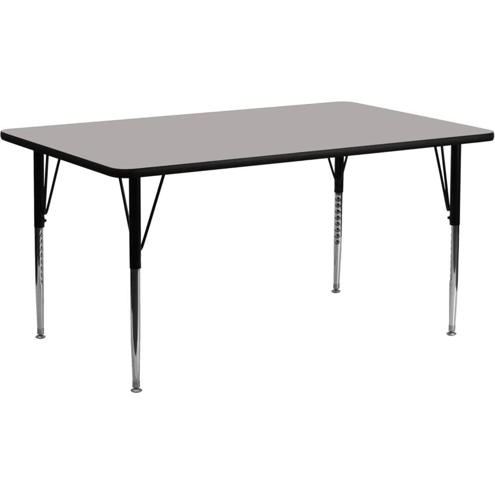 imageFlash Furniture Wren 30quotW x 72quotL Rectangular Oak HP Laminate Activity Table Standard Height Adjustable LegsGrey