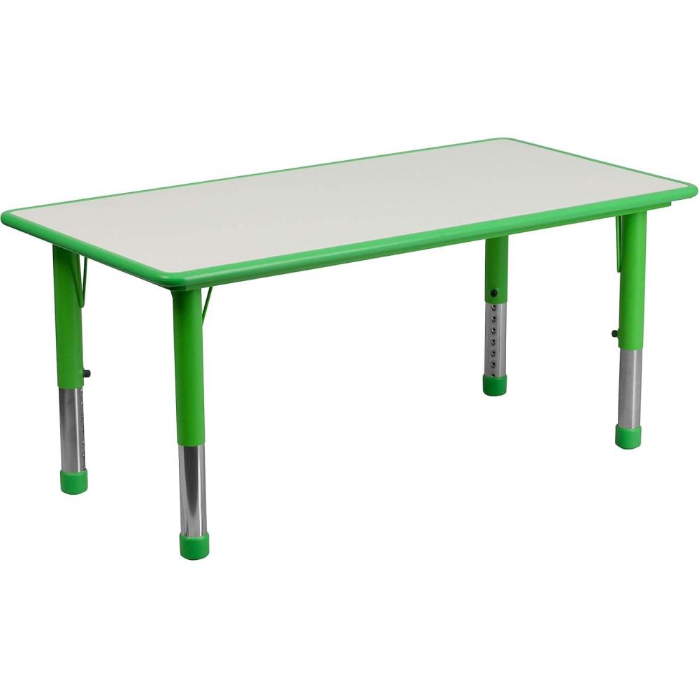 imageFlash Furniture Wren Adjustable Classroom Activity Table for School and Home Plastic Activity Table for Kids 23625quot W x 4725quot L GrayBlueGreen