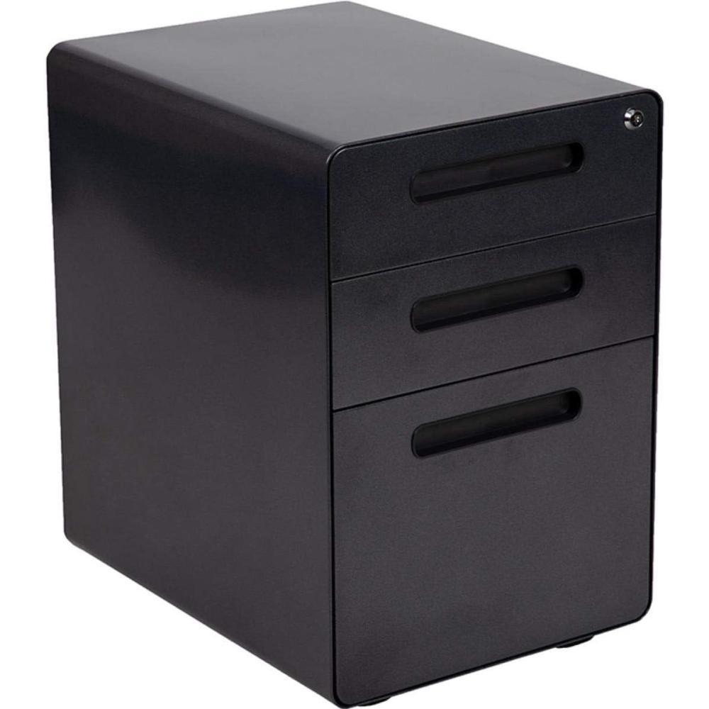 imageFlash Furniture Wren Ergonomic 3Drawer Mobile Locking Filing Cabinet with AntiTilt Mechanism ampamp LetterLegal Drawer White with Red FaceplateBlack
