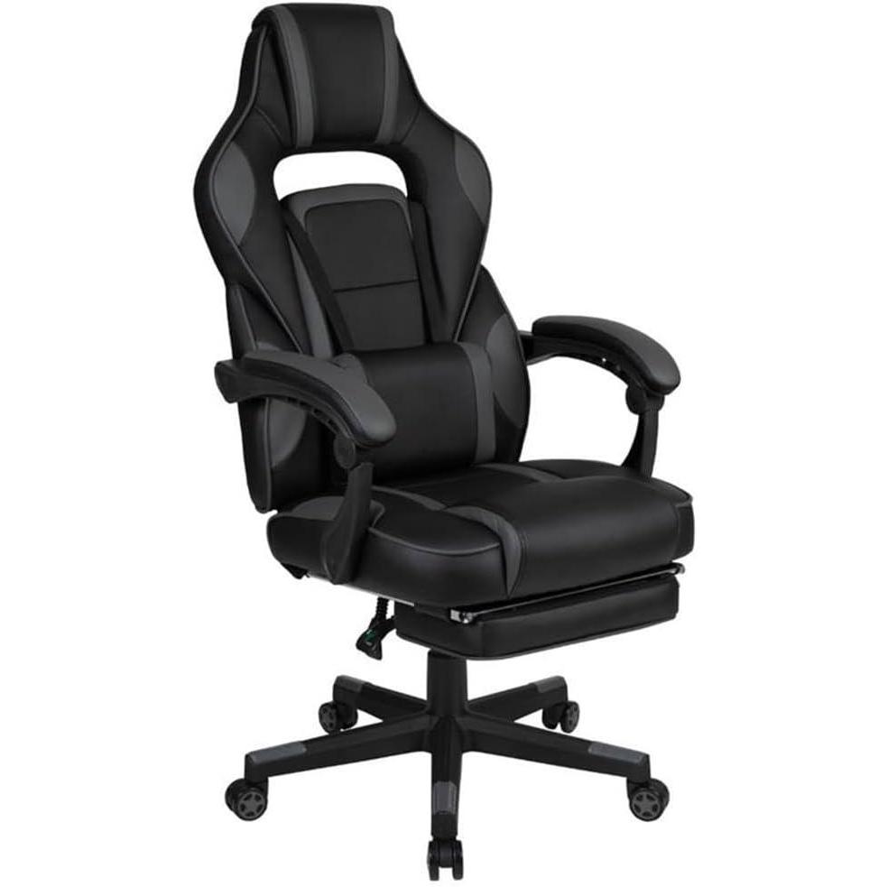 imageFlash Furniture X30 Gaming Chair Racing Office Ergonomic Computer Chair with Fully Reclining Back and SlideOut Footrest in Gray LeatherSoftBlackGray