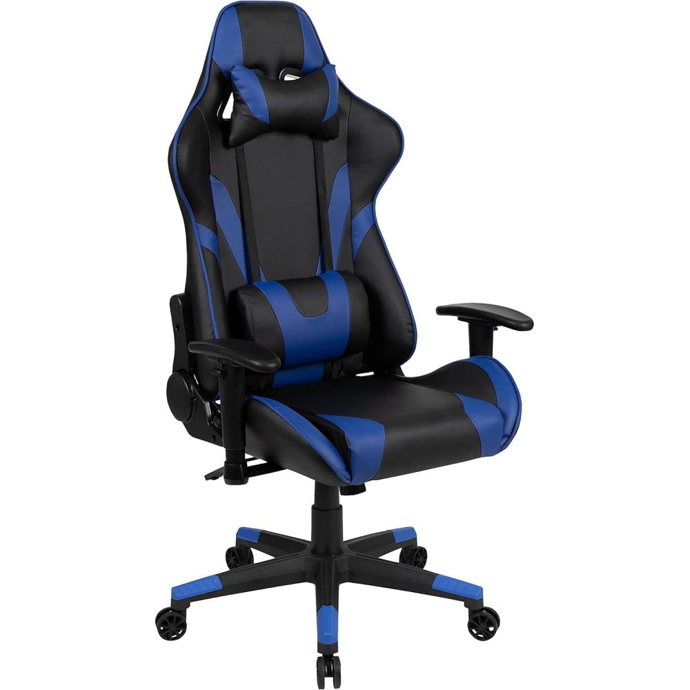 imageFlash Furniture X30 Gaming Chair Racing Office Ergonomic Computer Chair with Fully Reclining Back and SlideOut Footrest in Gray LeatherSoftBlue