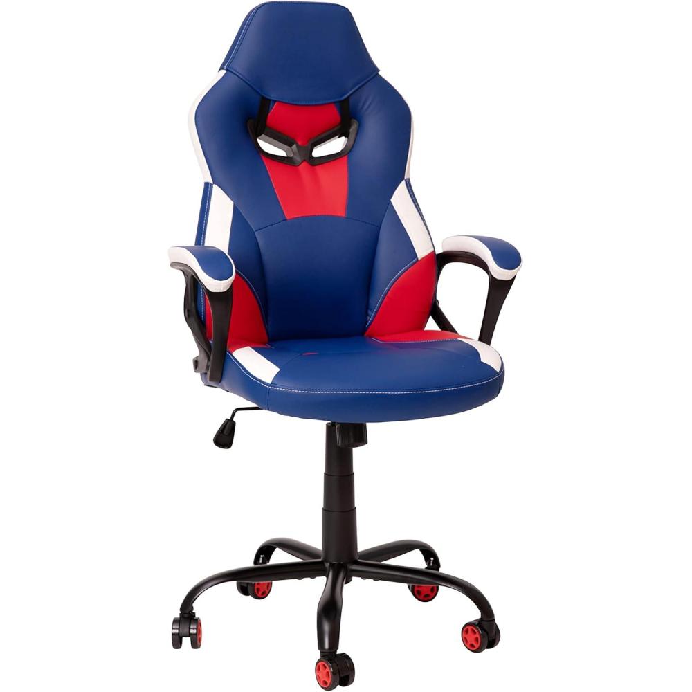 imageFlash Furniture X30 Gaming Chair Racing Office Ergonomic Computer Chair with Fully Reclining Back and SlideOut Footrest in Gray LeatherSoftBlueRed
