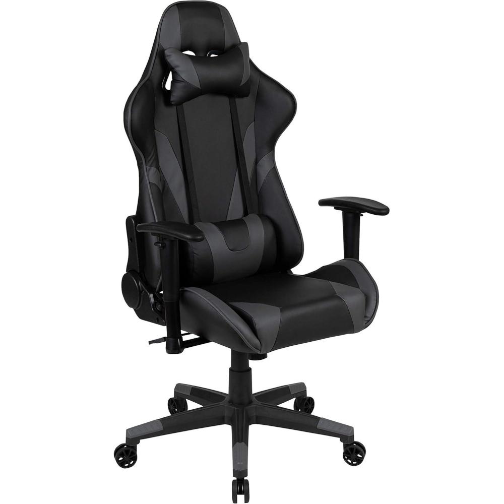 imageFlash Furniture X30 Gaming Chair Racing Office Ergonomic Computer Chair with Fully Reclining Back and SlideOut Footrest in Gray LeatherSoftGrey