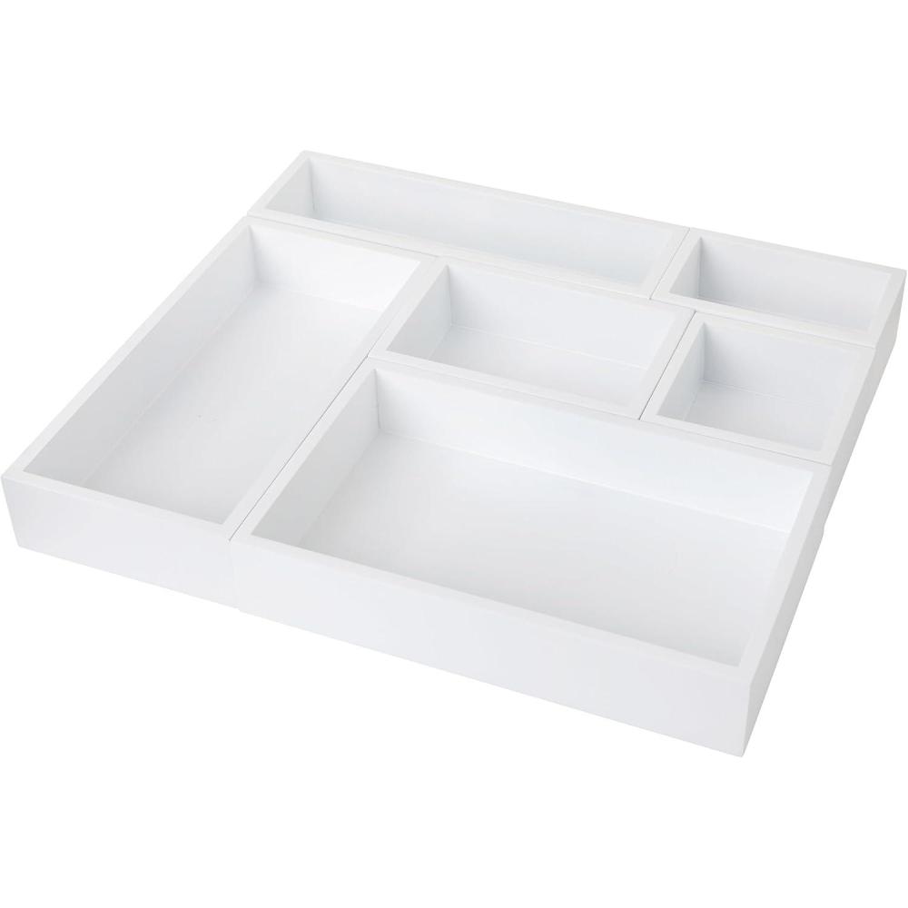 imageMartha Stewart Enzo Wooden Desk Drawer Organizer Set Engineered Wood Organizers in Various Sizes 6 Piece WhiteWhite