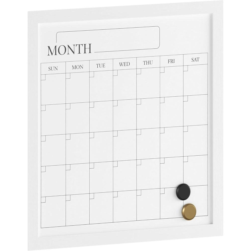 imageMartha Stewart Everette Magnetic Monthly Calendar Dry Erase Board with Included Dry Erase Marker and 2 Magnets 18quot x 18quot White Woodgrain FrameWhite Woodgrain