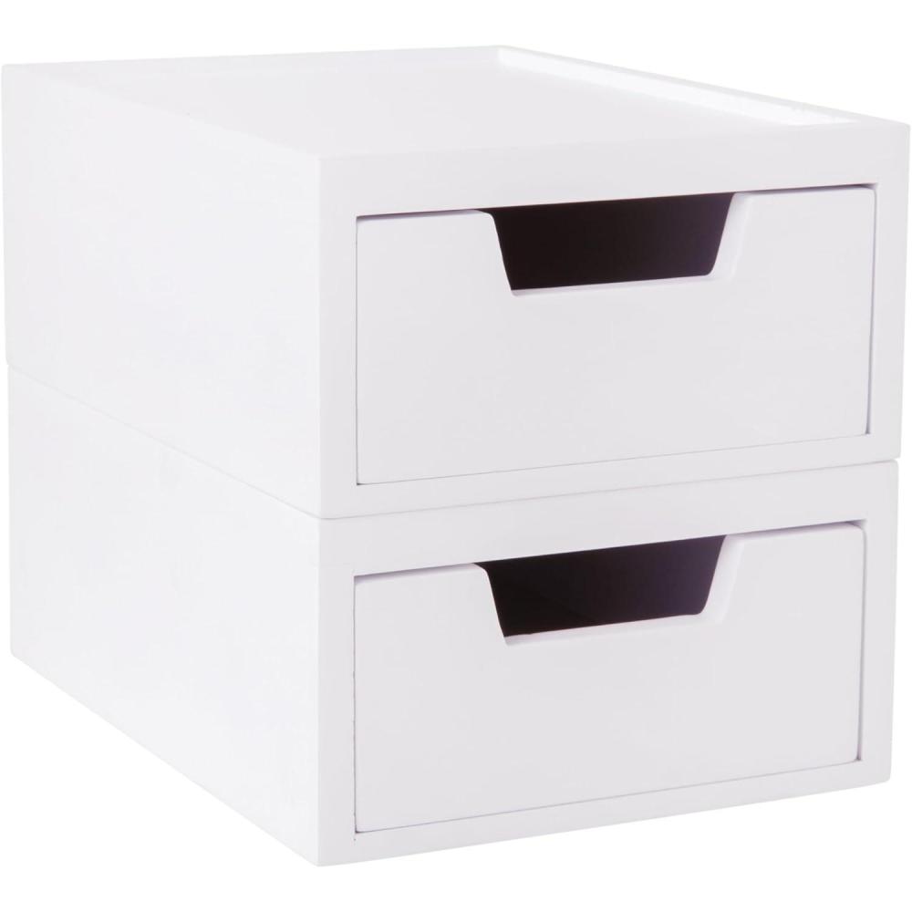 imageMartha Stewart Weston Stackable Wooden Storage Boxes with Pullout Drawers Paulownia Wood Storage Organizers 3 Pack Light NaturalWhite