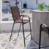 Flash Furniture 2 Pack Brazos Series Brown Outdoor Barstool with Flex Comfort Material and Metal Frame(Brown)