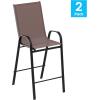 Flash Furniture 2 Pack Brazos Series Brown Outdoor Barstool with Flex Comfort Material and Metal Frame(Brown)