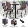 Flash Furniture 2 Pack Brazos Series Brown Outdoor Barstool with Flex Comfort Material and Metal Frame(Brown)