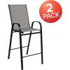 Flash Furniture 2 Pack Brazos Series Brown Outdoor Barstool with Flex Comfort Material and Metal Frame(Grey)