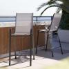Flash Furniture 2 Pack Brazos Series Brown Outdoor Barstool with Flex Comfort Material and Metal Frame(Grey)