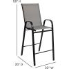 Flash Furniture 2 Pack Brazos Series Brown Outdoor Barstool with Flex Comfort Material and Metal Frame(Grey)