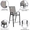 Flash Furniture 2 Pack Brazos Series Brown Outdoor Barstool with Flex Comfort Material and Metal Frame(Grey)