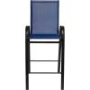 Flash Furniture 2 Pack Brazos Series Brown Outdoor Barstool with Flex Comfort Material and Metal Frame(Navy)