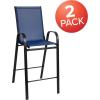 Flash Furniture 2 Pack Brazos Series Brown Outdoor Barstool with Flex Comfort Material and Metal Frame(Navy)