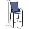 Flash Furniture 2 Pack Brazos Series Brown Outdoor Barstool with Flex Comfort Material and Metal Frame(Navy)