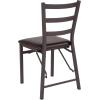Flash Furniture 2 Pack HERCULES Series Brown Folding Ladder Back Metal Chair with Brown Vinyl Seat(1 Pack)