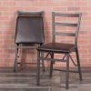 Flash Furniture 2 Pack HERCULES Series Brown Folding Ladder Back Metal Chair with Brown Vinyl Seat(Set of 2)