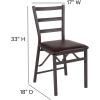 Flash Furniture 2 Pack HERCULES Series Brown Folding Ladder Back Metal Chair with Brown Vinyl Seat(Set of 2)