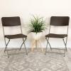 Flash Furniture 2 Pack HERCULES Series Brown Rattan Plastic Folding Chair with Gray Frame(1 Pack)