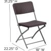 Flash Furniture 2 Pack HERCULES Series Brown Rattan Plastic Folding Chair with Gray Frame(1 Pack)