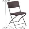 Flash Furniture 2 Pack HERCULES Series Brown Rattan Plastic Folding Chair with Gray Frame(Set of 6)