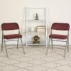 Flash Furniture 2 Pack HERCULES Series Premium Curved Triple Braced & Double Hinged Burgundy Fabric Metal Folding Chair(Burgundy)