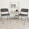 Flash Furniture 2 Pack HERCULES Series Premium Curved Triple Braced & Double Hinged Burgundy Fabric Metal Folding Chair(Grey)