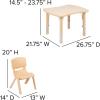 Flash Furniture 21.875”W x 26.625”L Rectangular Red Plastic Height Adjustable Activity Table Set with 4 Chairs(Natural)