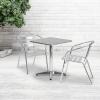 Flash Furniture 23.5” Square Aluminum Indoor-Outdoor Table Set with 2 Slat Back Chairs(Aluminum)