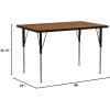 Flash Furniture 24”W x 48”L Rectangular Oak Thermal Laminate Activity Table – Standard Height Adjustable Legs(Oak)