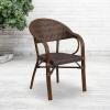 Flash Furniture 3 Pack Milano Series Bark Brown Rattan Restaurant Patio Chair with Bamboo-Aluminum Frame(Bark Brown Rattan/Bamboo-aluminum Frame)