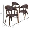 Flash Furniture 3 Pack Milano Series Bark Brown Rattan Restaurant Patio Chair with Bamboo-Aluminum Frame(Bark Brown Rattan/Red Bamboo-aluminum Frame)