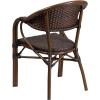 Flash Furniture 3 Pack Milano Series Bark Brown Rattan Restaurant Patio Chair with Bamboo-Aluminum Frame(Bark Brown Rattan/Red Bamboo-aluminum Frame)