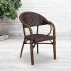 Flash Furniture 3 Pack Milano Series Bark Brown Rattan Restaurant Patio Chair with Bamboo-Aluminum Frame(Bark Brown Rattan/Red Bamboo-aluminum Frame)
