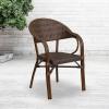 Flash Furniture 3 Pack Milano Series Bark Brown Rattan Restaurant Patio Chair with Bamboo-Aluminum Frame(Cocoa Rattan/Bamboo-aluminum Frame)