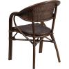 Flash Furniture 3 Pack Milano Series Bark Brown Rattan Restaurant Patio Chair with Bamboo-Aluminum Frame(Cocoa Rattan/Bamboo-aluminum Frame)