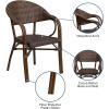 Flash Furniture 3 Pack Milano Series Bark Brown Rattan Restaurant Patio Chair with Bamboo-Aluminum Frame(Cocoa Rattan/Bamboo-aluminum Frame)