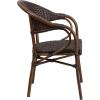 Flash Furniture 3 Pack Milano Series Bark Brown Rattan Restaurant Patio Chair with Bamboo-Aluminum Frame(Dark Brown Rattan/Red Bamboo-aluminum Frame)