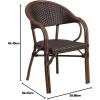 Flash Furniture 3 Pack Milano Series Bark Brown Rattan Restaurant Patio Chair with Bamboo-Aluminum Frame(Dark Brown Rattan/Red Bamboo-aluminum Frame)