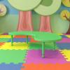 Flash Furniture 35”W x 65”L Half-Moon Blue Plastic Height Adjustable Activity Table(Green)