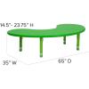 Flash Furniture 35”W x 65”L Half-Moon Blue Plastic Height Adjustable Activity Table(Green)