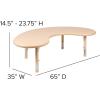 Flash Furniture 35”W x 65”L Half-Moon Blue Plastic Height Adjustable Activity Table(Natural)