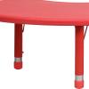 Flash Furniture 35”W x 65”L Half-Moon Blue Plastic Height Adjustable Activity Table(Red)