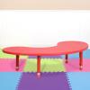 Flash Furniture 35”W x 65”L Half-Moon Blue Plastic Height Adjustable Activity Table(Red)