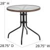 Flash Furniture 3-Piece Patio Dining Set with Round Glass Metal Table and 2 Stackable Rattan Chairs, Indoor/Outdoor Bistro Table and Chairs Set, Gray(Clear/Dark Brown)